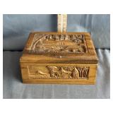 Hand Carved Teakwood Cigarette Dispenser Box