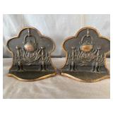 Antique Cast Iron Bookends 'Kettle over Fire'