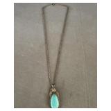 .925 Sterling Necklace & Tourquoise Stone Pendant