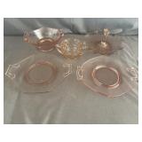(5) Vintage Pink Depression Glass Dishes