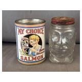 Jolly Joe Glass Bank & My Choice Salmon Tin Bank