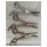 (3) Vintage Barber Shop Hair Scissors Bowdins,