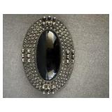 Signed Judith Jack (JJ) Sterling Black Onyx Brooch