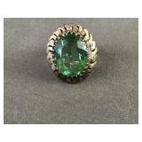 .925 Mexico Silver Ring & Green Gemstone