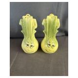 Anthropomorphic Green Onion Salt & Pepper Shakers