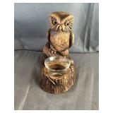 Ceramic Owl Candle Holder Signed Fera Stone