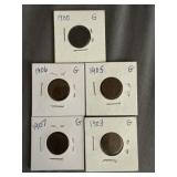 1900,03,05,06,07 U.S. Indian Head Penny  G