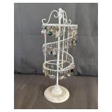 White Metal Rotating Jewelry Stand w/ Charms