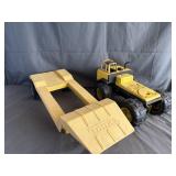Vintage Metal Tonka Truck and Plastic Trailer