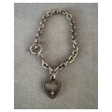 .925 Sterling Silver Chain & Heart Charm Bracelet