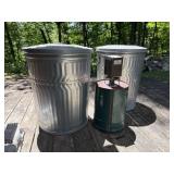 2 Galvanized Trash Cans/Lids Deer Seed and Feeder