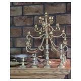 Brass Candelabra, Candlesticks, peacock trinket