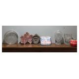 Crystal Cut Glass Candy Dishes, Keeler Brass