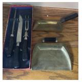 Brass crumb catcher & Sweeper W/ Carving Set