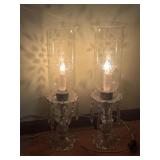 Baccarat-style Glass Lamps W/ Crystal Prisms