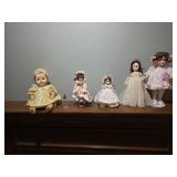 (5) Porcelain Dolls and Glass Baby Bottle