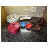 Decorative Kitchen Items: wooden pear bowls,