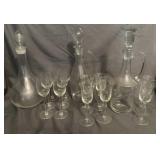 Toscany Crystal Decanter & 6 Glasses Floral