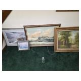 2 Seascapes on Canvas,  Wood Trail on Canvas,