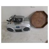 Aiwa CD/Cassette Boombox, Wood Carved Serving