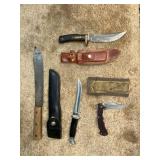 (4) Knifes 2 Buck 1Ducks Unlimited other unknown
