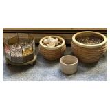 Glass, wicker/ Ceramic Plant Baskets