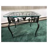 Vintage Wrought Iron Side Table w/ Glass Top