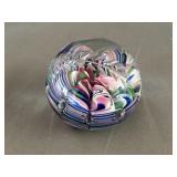 Joe Rice Art Glass Etched Paperweight