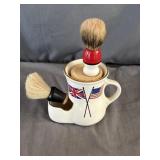 Lego ceramic shaving scuttle mug, (2) Brushes &