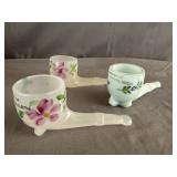 (3) glass souvenir pipe toothpick holderGrand
