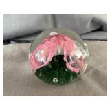 Bart Zimmerman Floral Glass Art Paperweight