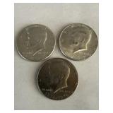 (3) Kennedy Half Dollar Coins 1966,1967,1976