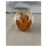 Unmarked Amber Art Glass Paperweight