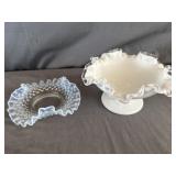 Fenton Glass Silver Crest Compote & Moonstone