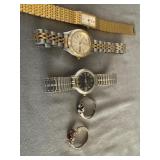 Costume Jewelry Watches & (2) Rings w/ Stones