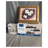 Frame Flower Canvas Art, Wall Shelf Set, & Wall