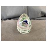Joe Rice Egg Shaped Glass Art Paperweight
