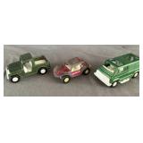 (3) Tootsie Toy Dune Buggy, Calf. Van, Army Jeep