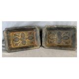(2) Antique Cast Iron Umbrella Drip Trays