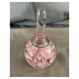 Unmarked Pink Floral Art Glass Ring Holder
