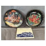 (2) Collectors Plates & Hand Painted Tile ï¿½The