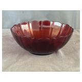 Arcoroc France Ruby Red Glass Bowl