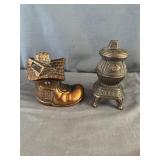 Potbelly Stove & "Old Mother Hubbard" Coin Banks