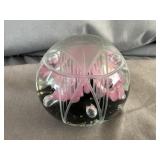 Joe Rice Art Glass Etched Sphere Paperweight