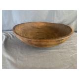 Primitive Large Hand Turned Wood Dough Bowl