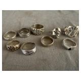 (9) .925 Sterling Silver Rings