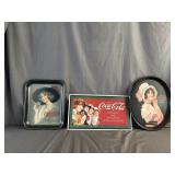 (2) 1970's Coca-Cola Serving Trays & 93 Metal