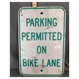 ' Parking Permitted On Bike Lane' Metal Sign