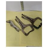 Three welding clamps