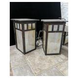 Set of 3 out door lighting with colored glass